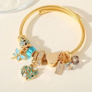 Gold and Blue Charm Bracelet